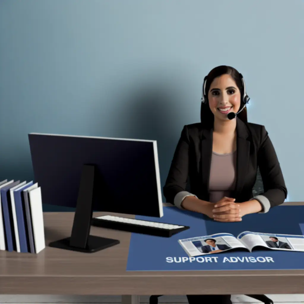 Bureau d'assistance avec casque pour lignes d'écoute et soutien